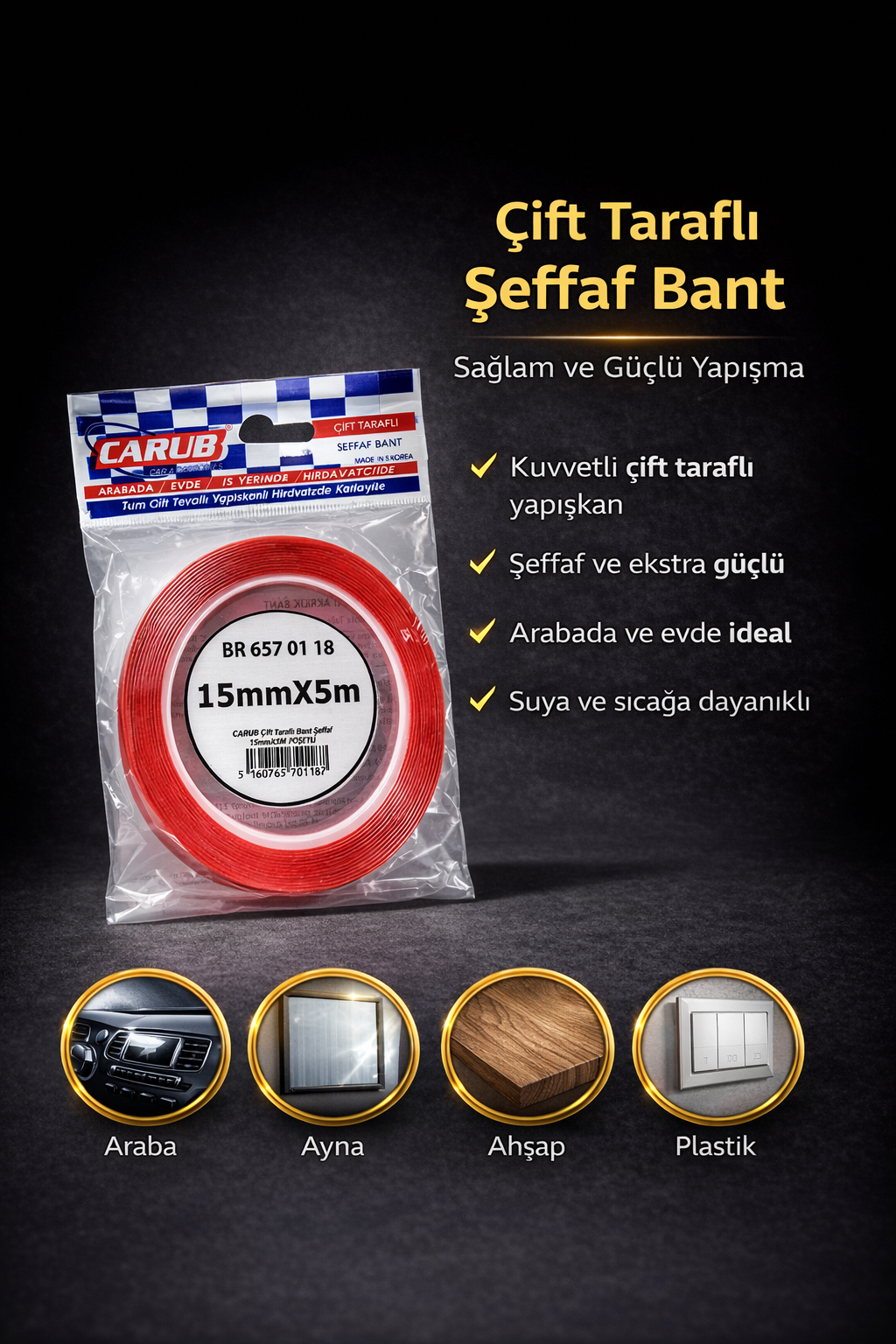 Çift Taraflı Şeffaf Bant